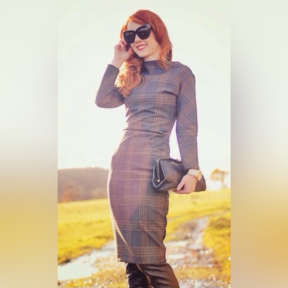 Plaid Long Sleeve Dress